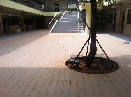 木紋塑膠仿木,塑木,北勢國民小學